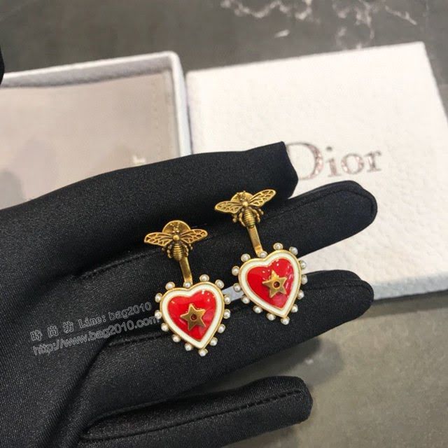 Dior飾品 迪奧經典熱銷款愛心蜜蜂個性耳釘耳環  zgd1373